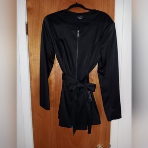 Bebe Black Satin Zip-Up Lined Jacket Sz Large